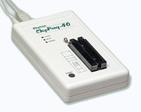 ChipProg-40 - Engineering programmer with 40 pin ZIF socket. USB controlled.