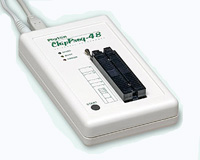 ChipProg-48 - Engineering programmer with 48 pin ZIF socket. USB controlled.