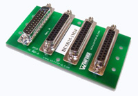 DB25 Bus Board - DB25 Bus Board, 1 Female to 3 Male, Feet