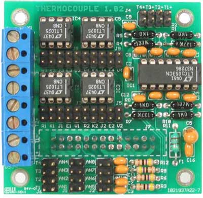 THERMOCOUPLE-4 - 4-channel thermocouple board for types E,J,K,R,S,T