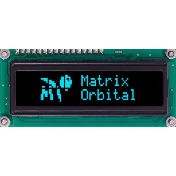 MOS-AO162A - 16x2 Serial OLED RS232 & TTL, 5V Power, 3 General Purpose Outputs, White Text