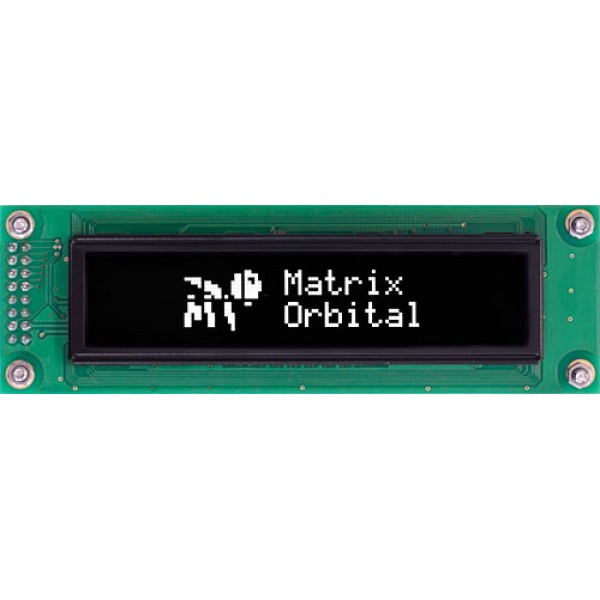 MOS-AO202C - 20x2 Serial OLED RS232 & TTL, 5V Power, 3 General Purpose Outputs, White Text